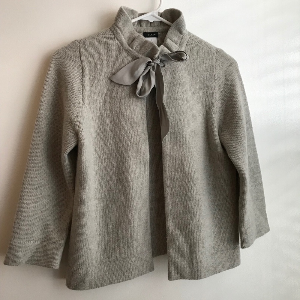 J.Crew cardigan with ribbon tie at the neck.